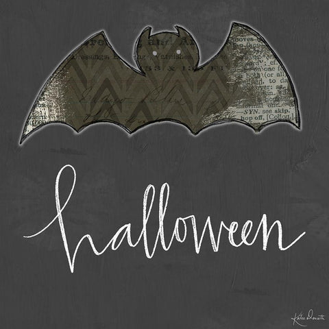 Halloween Bat Black Modern Wood Framed Art Print by Doucette, Katie