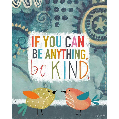 Be Kind Black Modern Wood Framed Art Print with Double Matting by Doucette, Katie