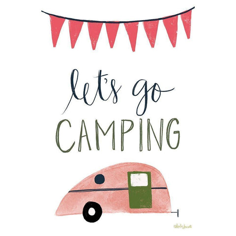 Lets Go Camping Black Modern Wood Framed Art Print with Double Matting by Doucette, Katie