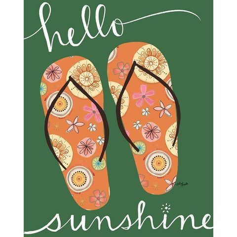 Hello Sunshine - Green Gold Ornate Wood Framed Art Print with Double Matting by Doucette, Katie