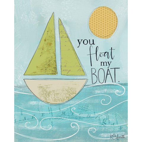 You Float My Boat White Modern Wood Framed Art Print by Doucette, Katie