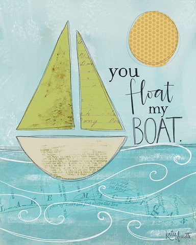 You Float My Boat Black Ornate Wood Framed Art Print with Double Matting by Doucette, Katie