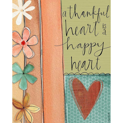 Thankful Heart White Modern Wood Framed Art Print by Doucette, Katie