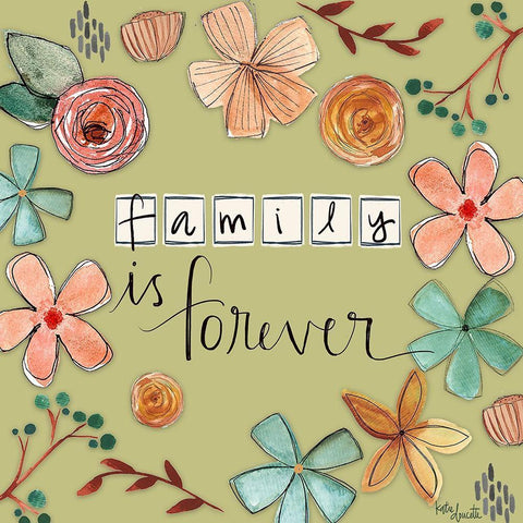 Family is Forever White Modern Wood Framed Art Print by Doucette, Katie