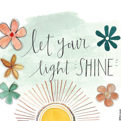 Let Your Light Shine White Modern Wood Framed Art Print with Double Matting by Doucette, Katie