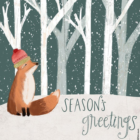 Seasons Greetings White Modern Wood Framed Art Print with Double Matting by Doucette, Katie