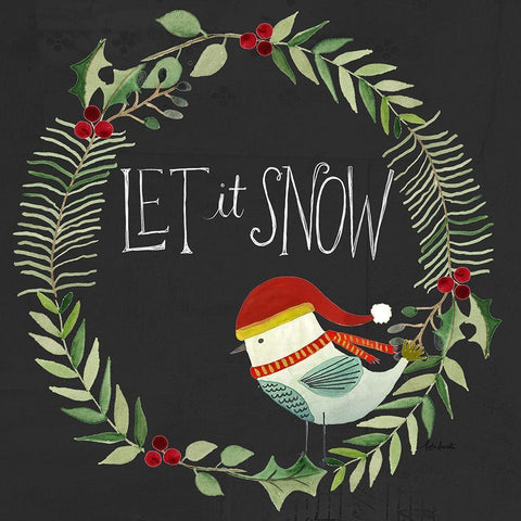 Let It Snow Black Ornate Wood Framed Art Print with Double Matting by Doucette, Katie