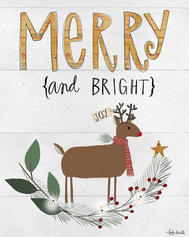 Merry and Bright White Modern Wood Framed Art Print with Double Matting by Doucette, Katie