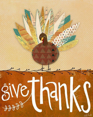 Give Thanks White Modern Wood Framed Art Print with Double Matting by Doucette, Katie