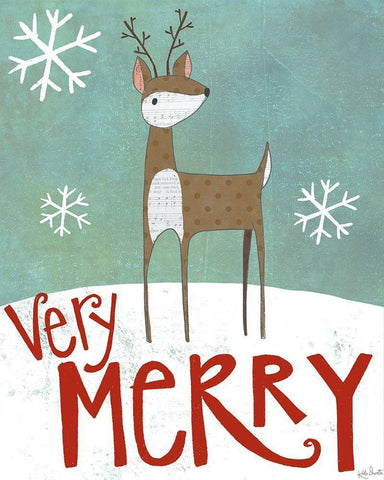 Very Merry White Modern Wood Framed Art Print with Double Matting by Doucette, Katie