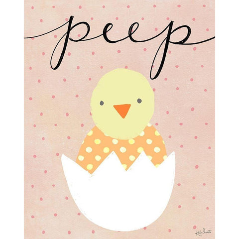 Peep Chick White Modern Wood Framed Art Print by Doucette, Katie