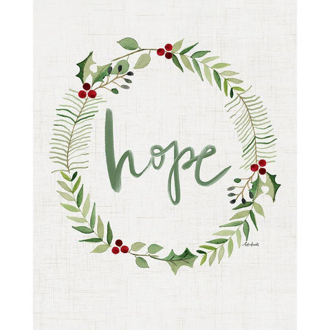 Hope Wreath White Modern Wood Framed Art Print by Doucette, Katie