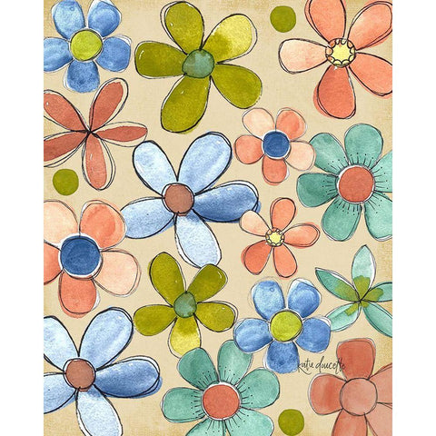 Flower Power White Modern Wood Framed Art Print by Doucette, Katie