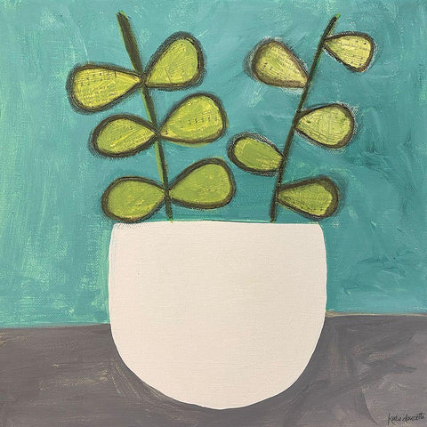 Potted Plant White Modern Wood Framed Art Print by Doucette, Katie