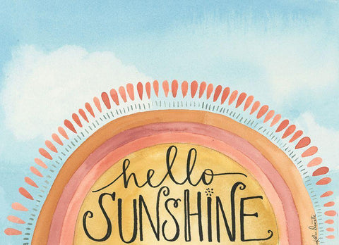 Hello Sunshine White Modern Wood Framed Art Print with Double Matting by Doucette, Katie