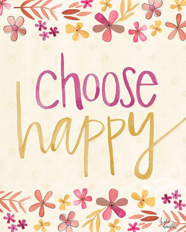 Choose Happy Black Ornate Wood Framed Art Print with Double Matting by Doucette, Katie