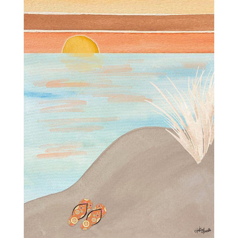 Flip Flops at Sunset Black Modern Wood Framed Art Print with Double Matting by Doucette, Katie