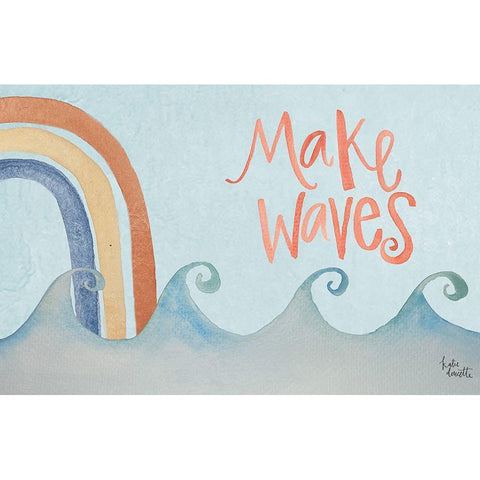 Make Waves Rainbow White Modern Wood Framed Art Print by Doucette, Katie