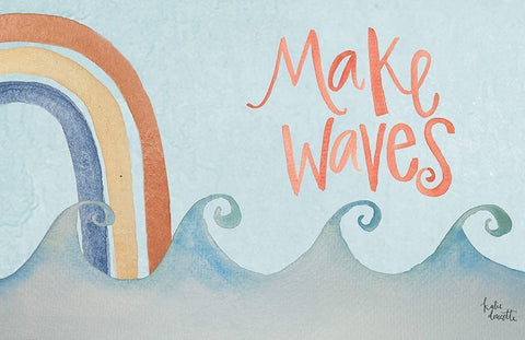 Make Waves Rainbow White Modern Wood Framed Art Print with Double Matting by Doucette, Katie