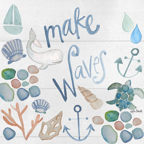 Make Waves White Modern Wood Framed Art Print by Doucette, Katie