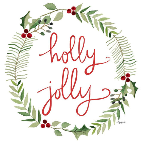 Holly Jolly White Modern Wood Framed Art Print with Double Matting by Doucette, Katie