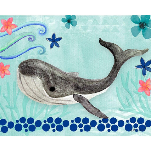 Whale Black Modern Wood Framed Art Print with Double Matting by Doucette, Katie