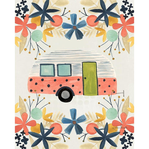 Floral Camper White Modern Wood Framed Art Print by Doucette, Katie