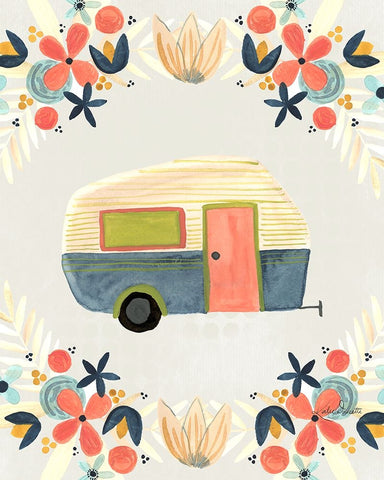 Floral Camper II Black Ornate Wood Framed Art Print with Double Matting by Doucette, Katie