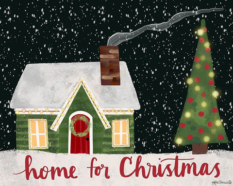 Home for Christmas Black Ornate Wood Framed Art Print with Double Matting by Doucette, Katie