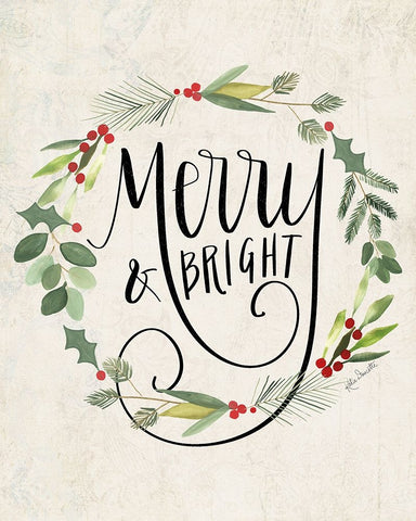 Merry and Bright White Modern Wood Framed Art Print with Double Matting by Doucette, Katie