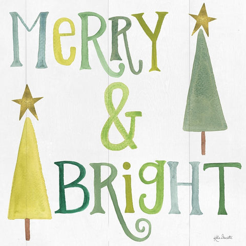 Merry and Bright Black Modern Wood Framed Art Print by Doucette, Katie