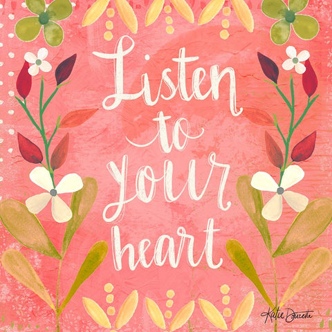 Listen to Your Heart White Modern Wood Framed Art Print with Double Matting by Doucette, Katie