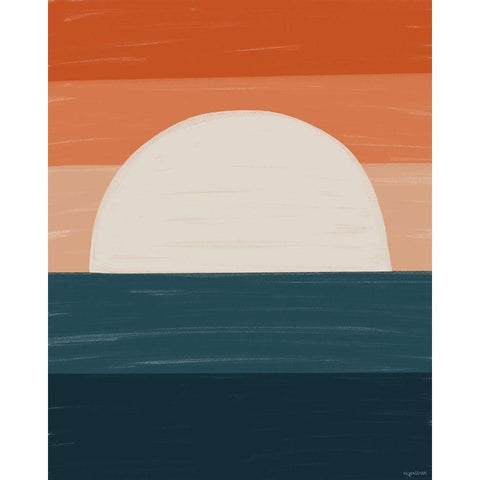 Teal Orange Sunset Black Modern Wood Framed Art Print by Brown, Kyra