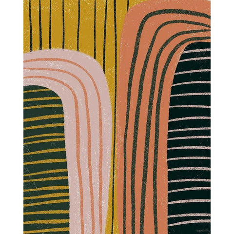 Retro Terracotta Gold Ornate Wood Framed Art Print with Double Matting by Brown, Kyra