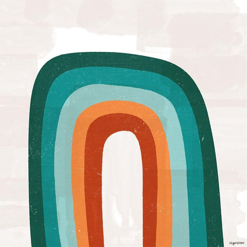 Teal Orange Rainbow White Modern Wood Framed Art Print by Brown, Kyra