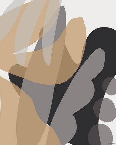 Neutral Abstract II Black Ornate Wood Framed Art Print with Double Matting by Brown, Kyra