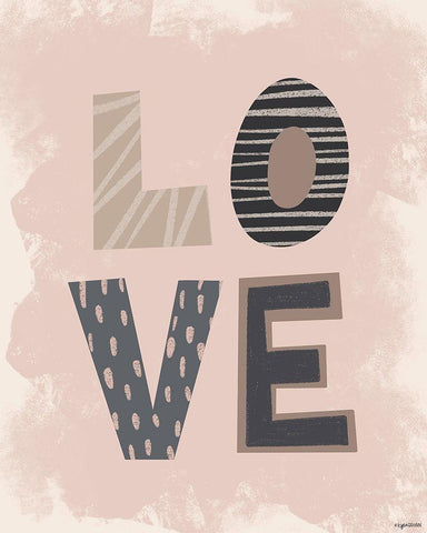 Love White Modern Wood Framed Art Print with Double Matting by Brown, Kyra