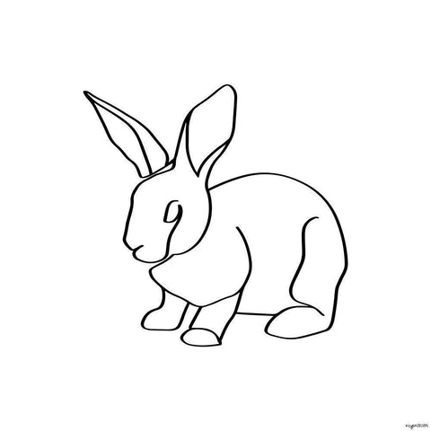 Bunny Lines White Modern Wood Framed Art Print by Brown, Kyra