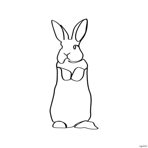 Bunny Lines II Black Modern Wood Framed Art Print with Double Matting by Brown, Kyra