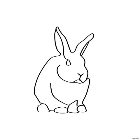 Bunny Lines III Black Ornate Wood Framed Art Print with Double Matting by Brown, Kyra