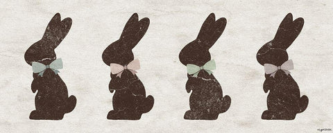 Choco Bunnies White Modern Wood Framed Art Print with Double Matting by Brown, Kyra