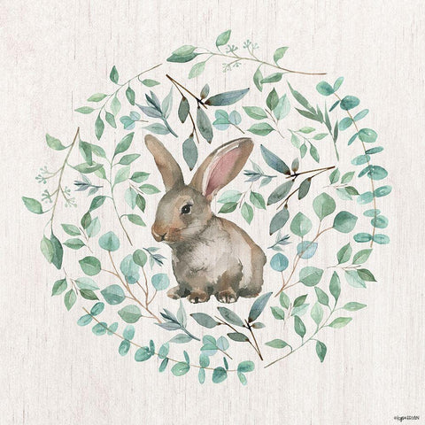 Rabbit Leaves White Modern Wood Framed Art Print with Double Matting by Brown, Kyra