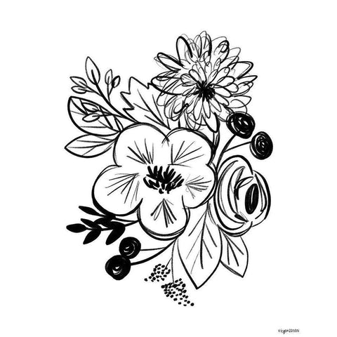 Flower Sketch III Gold Ornate Wood Framed Art Print with Double Matting by Brown, Kyra