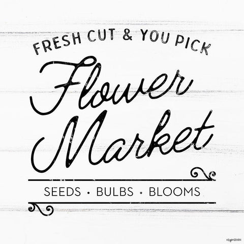 Flower Market Black Modern Wood Framed Art Print by Brown, Kyra