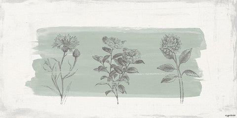 Three Flowers White Modern Wood Framed Art Print with Double Matting by Brown, Kyra