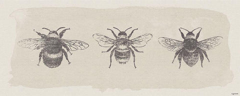Three Bees White Modern Wood Framed Art Print with Double Matting by Brown, Kyra