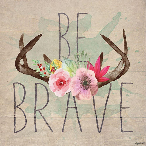 Be Brave Black Ornate Wood Framed Art Print with Double Matting by Brown, Kyra