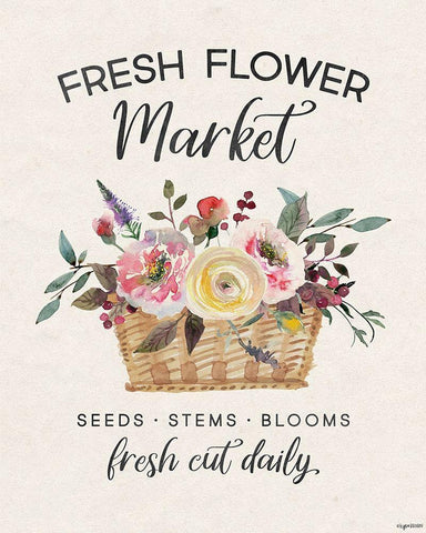 Flower Market White Modern Wood Framed Art Print with Double Matting by Brown, Kyra