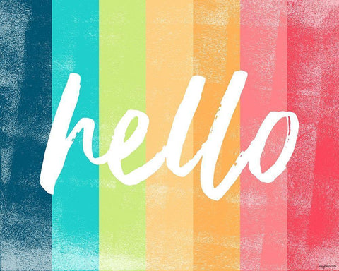 Hello White Modern Wood Framed Art Print with Double Matting by Brown, Kyra