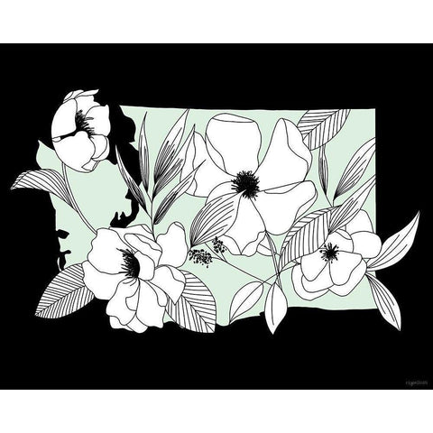 Washington Flowers White Modern Wood Framed Art Print by Brown, Kyra
